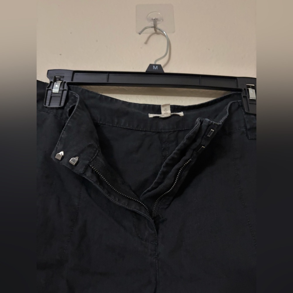 Women's Black Casual Linen-Blend Shorts-Eileen Fisher - Picture 4 of 7